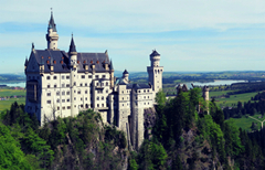 Neuschwanstein Castle is a 19th-century Romanesque Revival palace on a rugged hill above the village of Hohenschwangau near Füssen in southwest Bavaria, Germany.